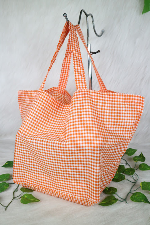 Tas Katun Motif Kotak-Kotak